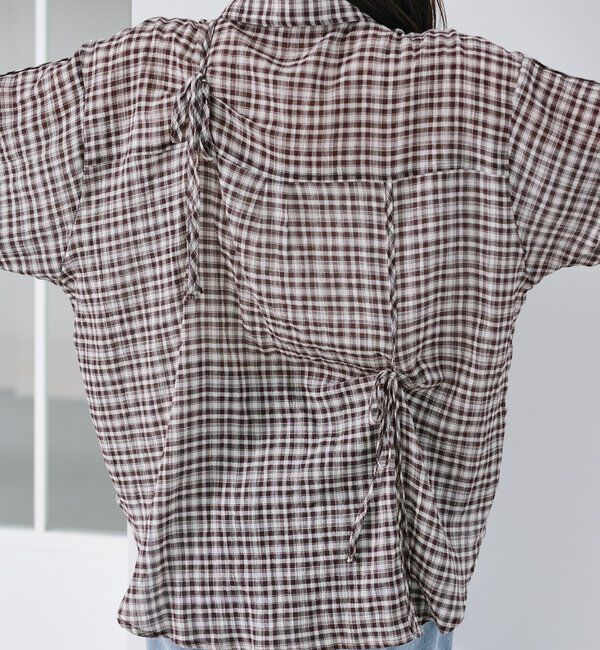  「【新色追加/S.Mサイズ展開】チェックギャザーシャツ」|シャツ・ブラウス|