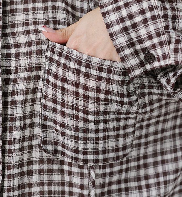  「【新色追加/S.Mサイズ展開】チェックギャザーシャツ」|シャツ・ブラウス|