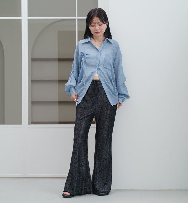  「【新色追加/S.Mサイズ展開】チェックギャザーシャツ」|シャツ・ブラウス|