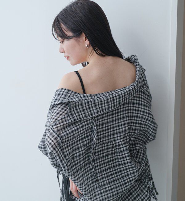  「【新色追加/S.Mサイズ展開】チェックギャザーシャツ」|シャツ・ブラウス|