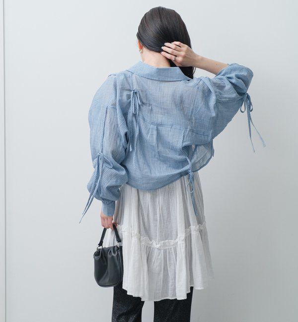  「【新色追加/S.Mサイズ展開】チェックギャザーシャツ」|シャツ・ブラウス|