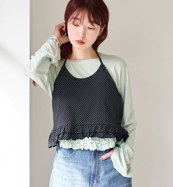  「ドットフリルキャミSET」|Tシャツ・カットソー|