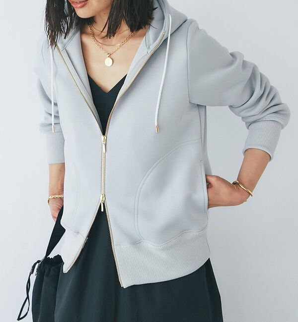  「【WEB限定/キレイめ上品】スポンジダンボールZIPパーカーカットソー」|パーカー|