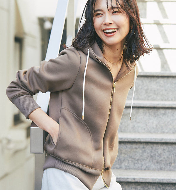  「【WEB限定/キレイめ上品】スポンジダンボールZIPパーカーカットソー」|パーカー|
