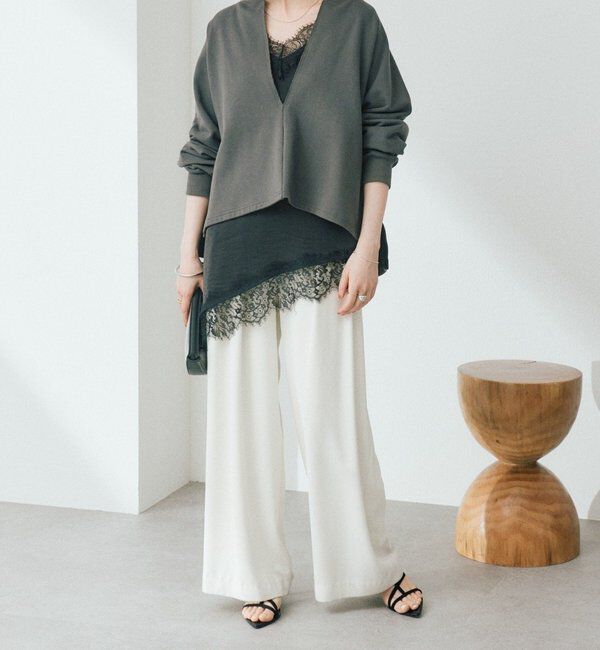  「【ウォッシャブル】【シーズンレスで使える】タックワイドスラックス」|チノ|