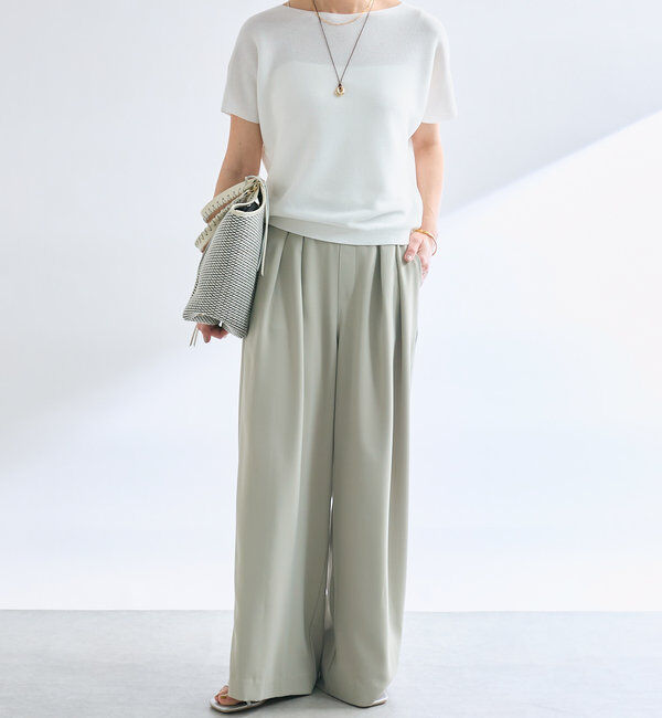  「【ウォッシャブル】【シーズンレスで使える】タックワイドスラックス」|チノ|