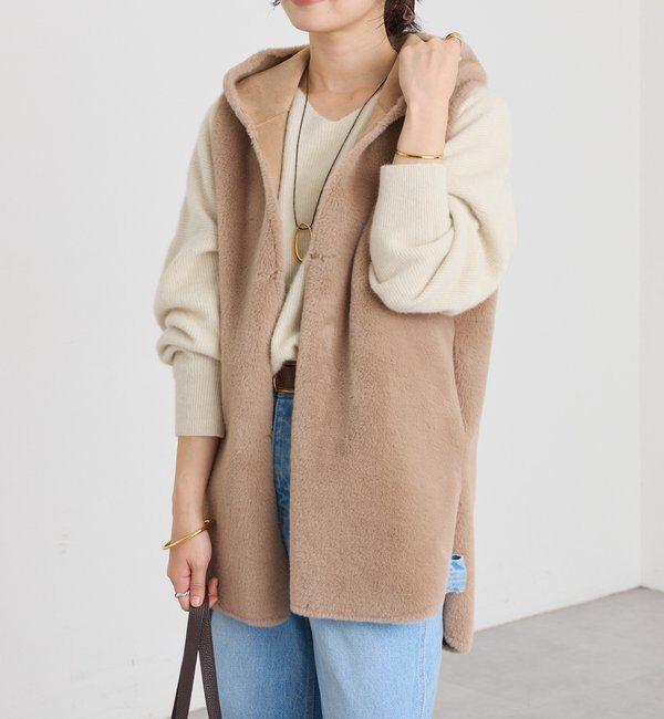  「【シーズンムード高まる】エコファーフードジレ」|ベスト・ジレ|