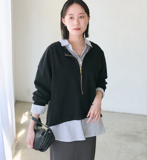  「【新色追加/抜け感◎】ハーフZIPスウェット」|Tシャツ・カットソー|