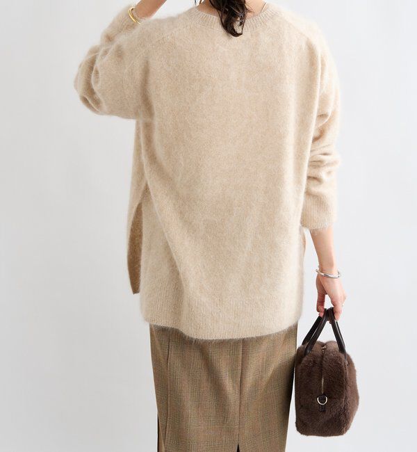  「【ヘアリーな質感】起毛ウールサイドスリットニット」|ニット・セーター|