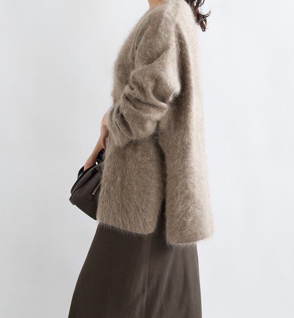  「【ヘアリーな質感】起毛ウールサイドスリットニット」|ニット・セーター|