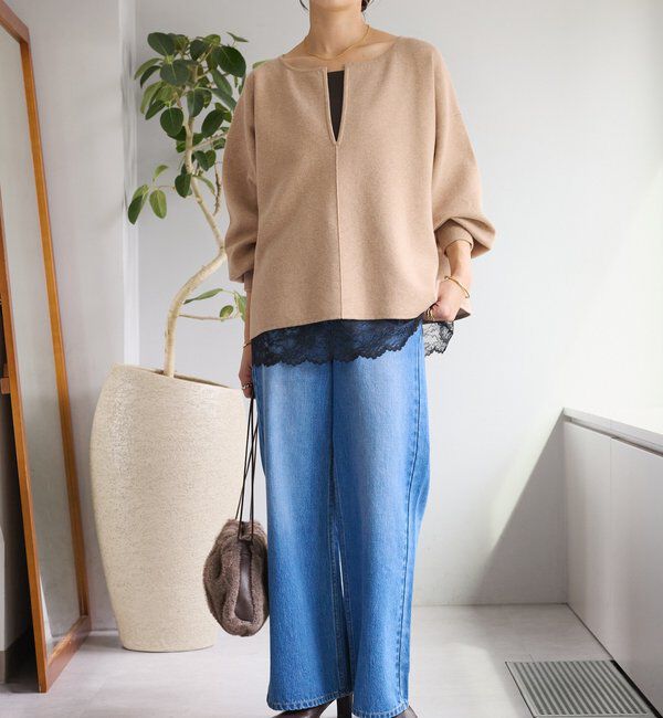  「【抜け感◎】キーネッククッションニット」|ニット・セーター|