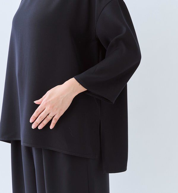  「【セットアップ対応可】ダブルサテンハーフスリーブブラウス」|シャツ・ブラウス|