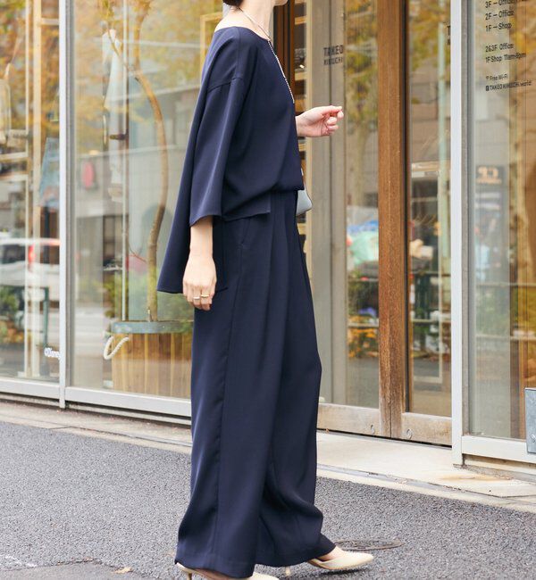  「【セットアップ対応可】ダブルサテンハーフスリーブブラウス」|シャツ・ブラウス|