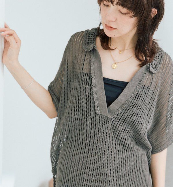  「【a Nice （ア ・ニース）】クロシェカラーニット」|ニット・セーター|