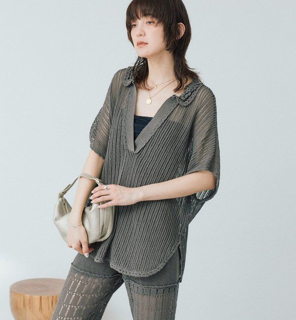  「【a Nice （ア ・ニース）】クロシェカラーニット」|ニット・セーター|