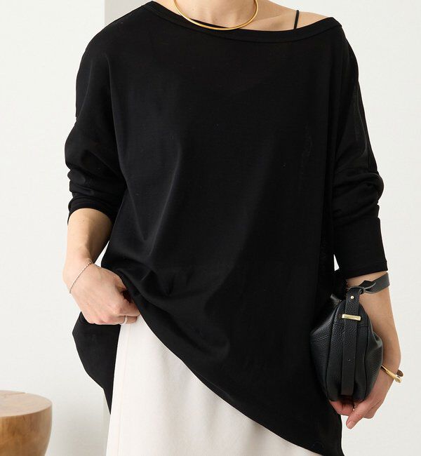  「予約【接触冷感/吸水速乾/ウオッシャブル】キュプラコットンオーバーサイズTee」|Tシャツ・カットソー|ブラック