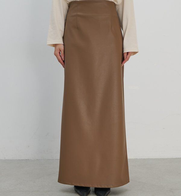  「フェイクレザータイトスカート」|スカート|