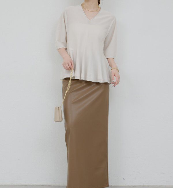  「フェイクレザータイトスカート」|スカート|