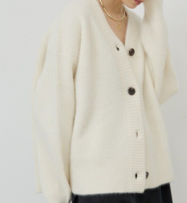  「ファーVネックカーディガン」|ニット・セーター|オフホワイト