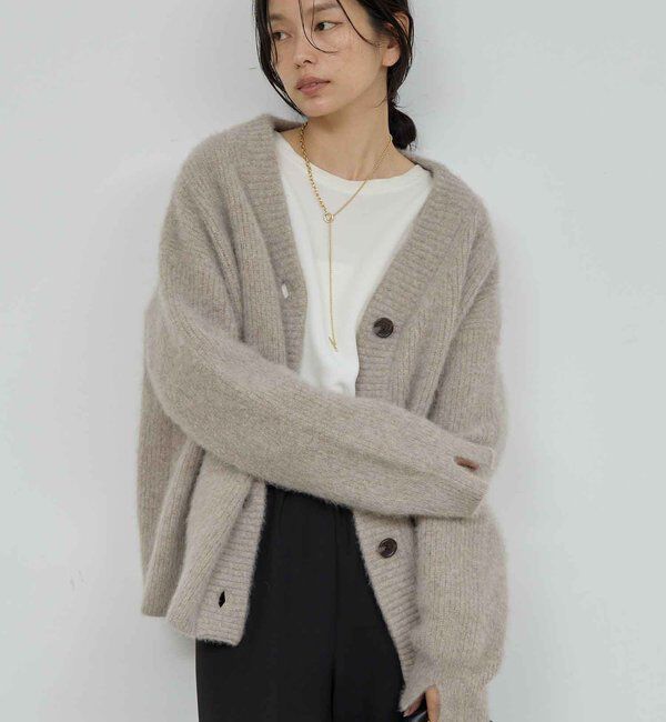  「ファーVネックカーディガン」|ニット・セーター|
