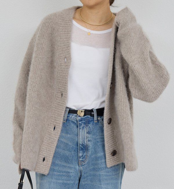  「ファーVネックカーディガン」|ニット・セーター|