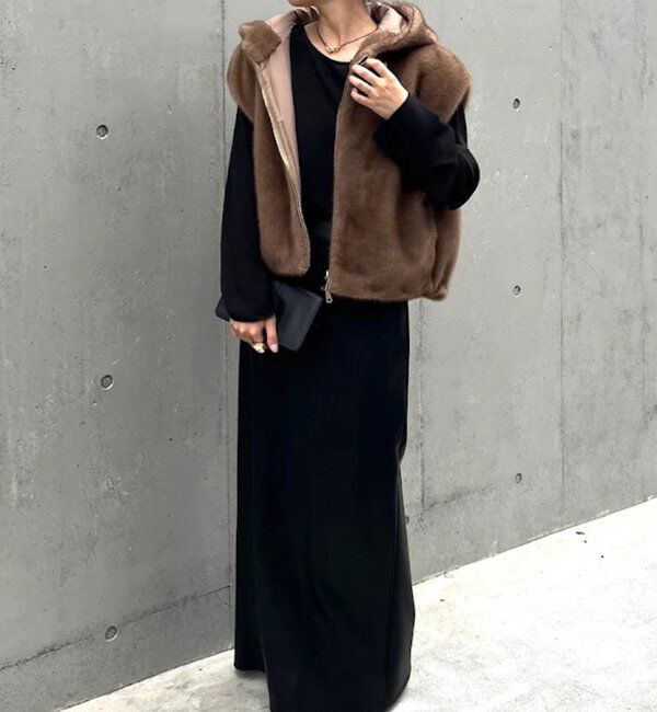  「【プラスワンで着映え！】フーディーファーベスト」|ベスト・ジレ|