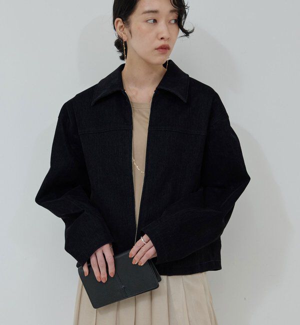  「【手洗い可】フロッキーデニムジップブルゾン」|ベスト・ジレ|