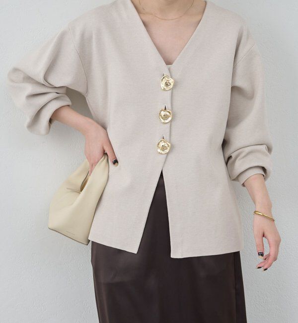 「ビジューVネックカーディガン」|ニット・セーター|