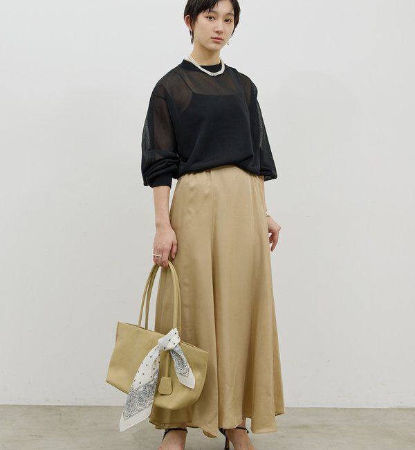  「【楽ちん&times;エレガント】【セットアップ対応】キュプラフレアスカート」|スカート|