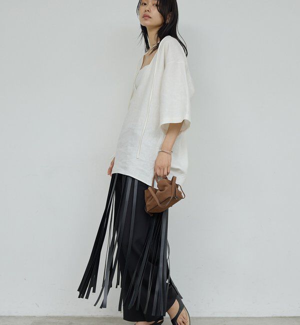  「リネンディープネックプルオーバー」|シャツ・ブラウス|