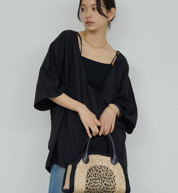  「リネンディープネックプルオーバー」|シャツ・ブラウス|ブラック