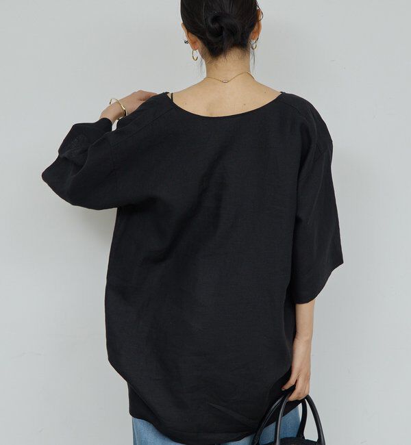  「リネンディープネックプルオーバー」|シャツ・ブラウス|