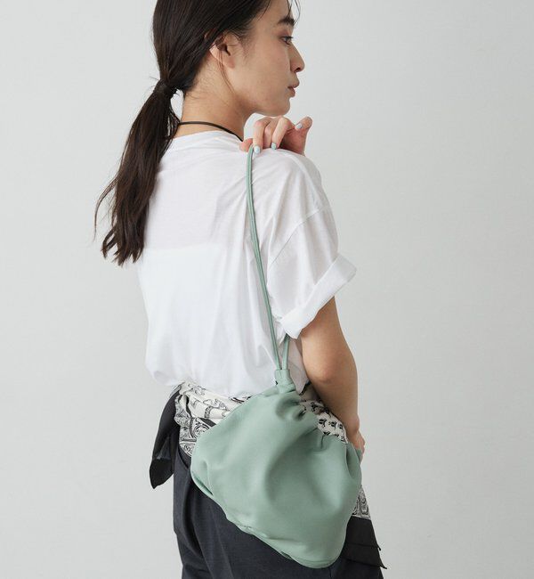  「レザー巾着4WAYショルダーバッグ」|ショルダー・メッセンジャー|グリーン