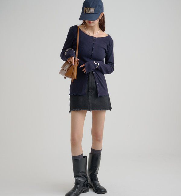  「起毛リブボタンカーディガン」|Tシャツ・カットソー|