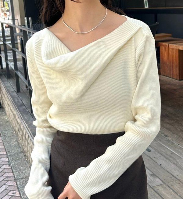  「オフショルリブニット」|ニット・セーター|アイボリー