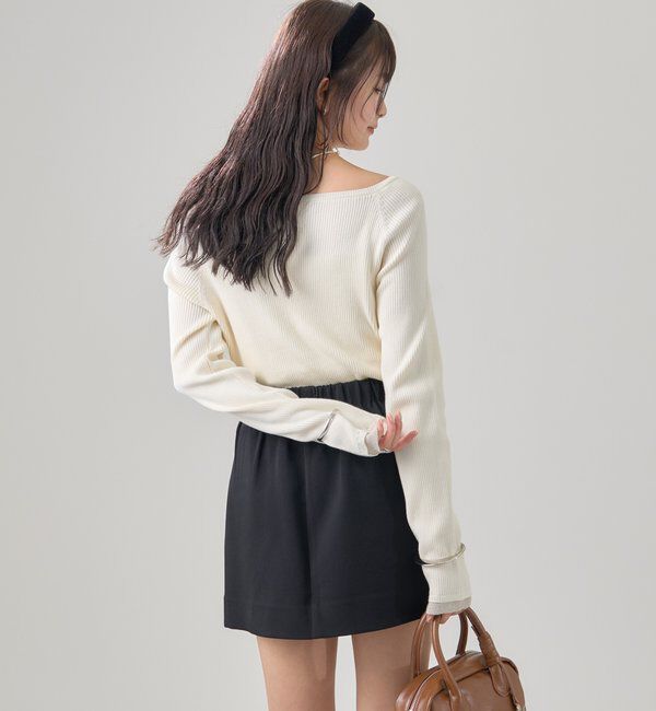  「プレート付きクルーリブニット」|ニット・セーター|