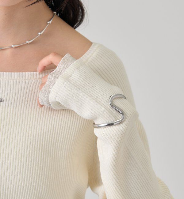  「プレート付きクルーリブニット」|ニット・セーター|