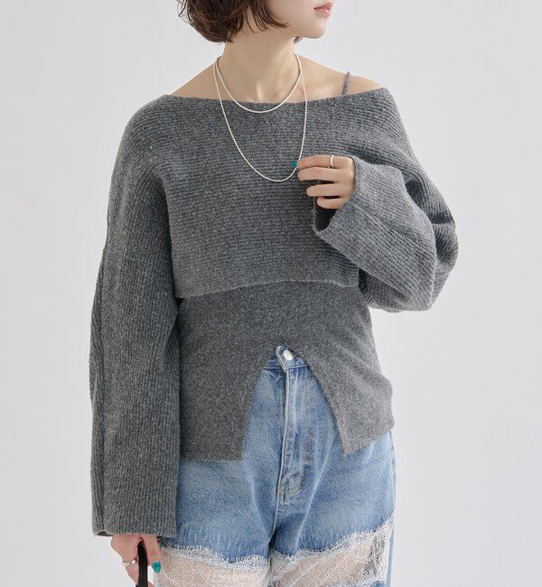  「クロスニットスリットキャミSET」|ニット・セーター|