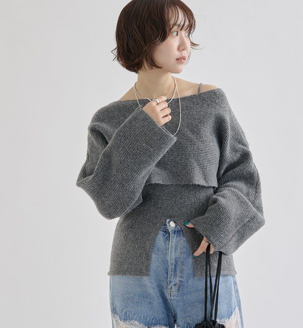  「クロスニットスリットキャミSET」|ニット・セーター|