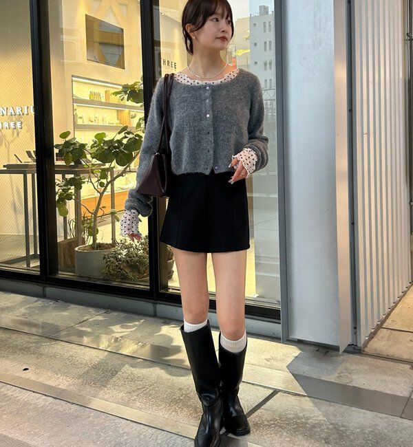  「スクエアネックニットカーディガン」|カーディガン|