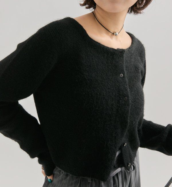  「スクエアネックニットカーディガン」|カーディガン|