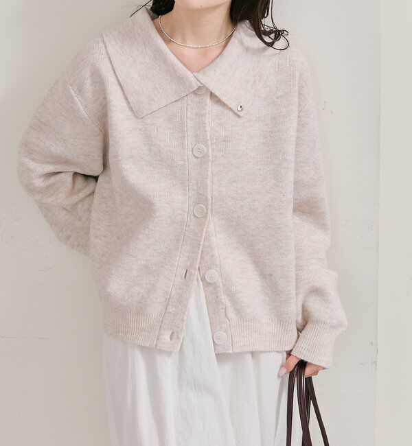  「襟付きプレートニットカーディガン」|カーディガン|