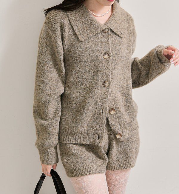  「襟付きプレートニットカーディガン」|カーディガン|