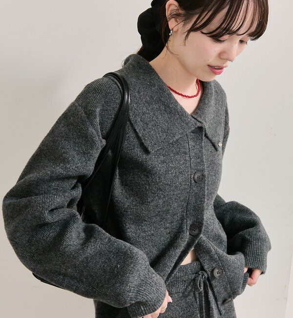  「襟付きプレートニットカーディガン」|カーディガン|