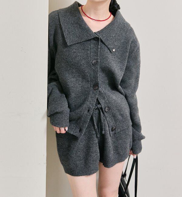  「襟付きプレートニットカーディガン」|カーディガン|