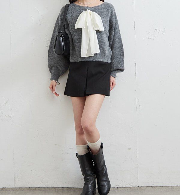  「リボン付きニット プルオーバー」|ニット・セーター|