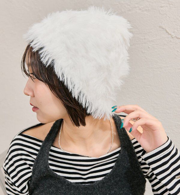  「シャギーニット帽」|ハット|オフホワイト