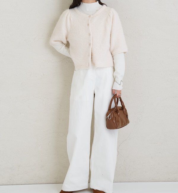  「ふわふわ半袖ニット カーディガン」|カーディガン|