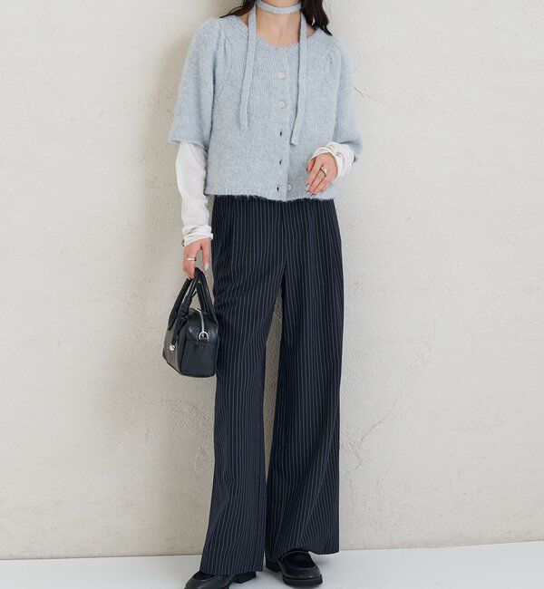  「ふわふわ半袖ニット カーディガン」|カーディガン|