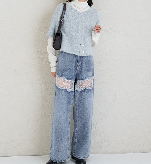  「ふわふわ半袖ニット カーディガン」|カーディガン|